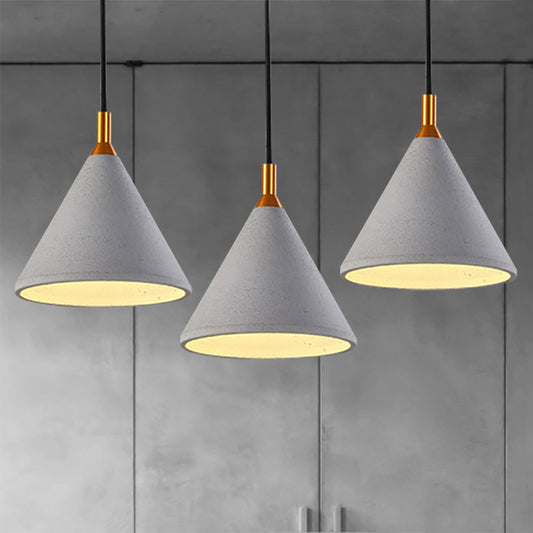 Gray Conical Ceiling Pendant Vintage Style Cement 1 Light Coffee Shop Pendant Light Fixture Clearhalo 'Ceiling Lights' 'Modern Pendants' 'Modern' 'Pendant Lights' 'Pendants' Lighting' 249770