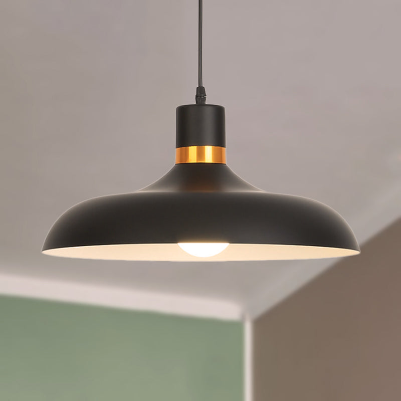 1 Light Pendant Light with Bowl Shade Aluminum Contemporary Style Ceiling Light Fixture in Black/White for Living Room Black Clearhalo 'Ceiling Lights' 'Modern Pendants' 'Modern' 'Pendant Lights' 'Pendants' Lighting' 249837