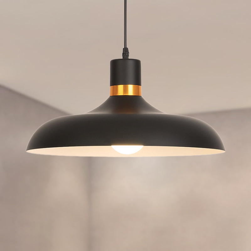 1 Light Pendant Light with Bowl Shade Aluminum Contemporary Style Ceiling Light Fixture in Black/White for Living Room Clearhalo 'Ceiling Lights' 'Modern Pendants' 'Modern' 'Pendant Lights' 'Pendants' Lighting' 249838