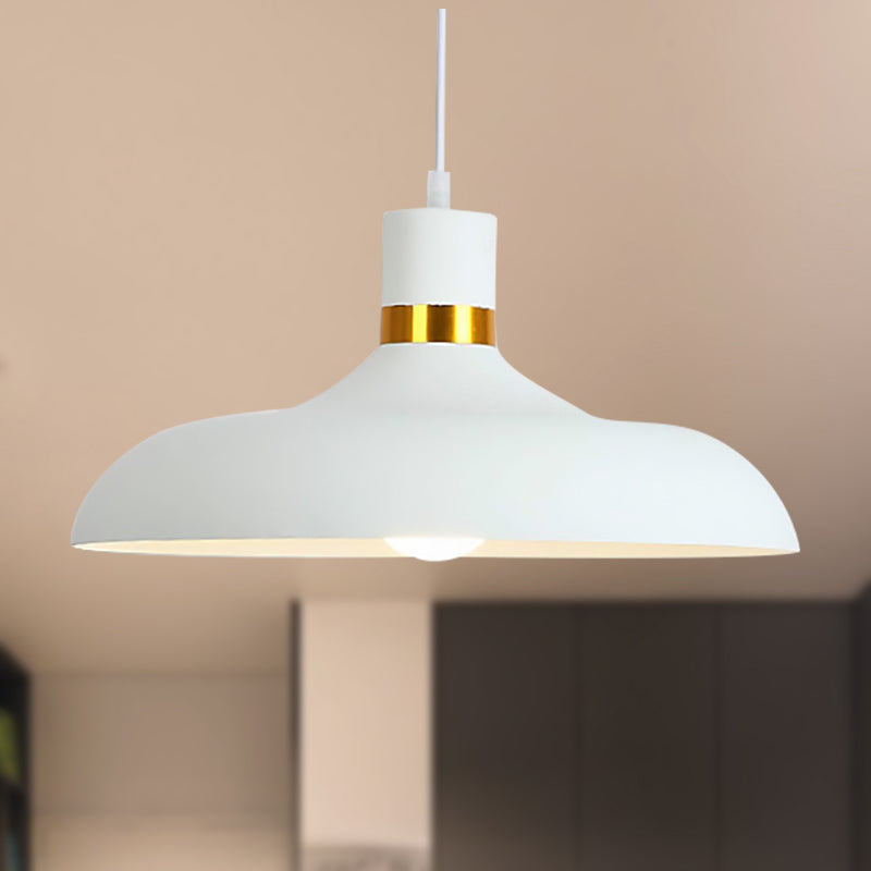 1 Light Pendant Light with Bowl Shade Aluminum Contemporary Style Ceiling Light Fixture in Black/White for Living Room White Clearhalo 'Ceiling Lights' 'Modern Pendants' 'Modern' 'Pendant Lights' 'Pendants' Lighting' 249842