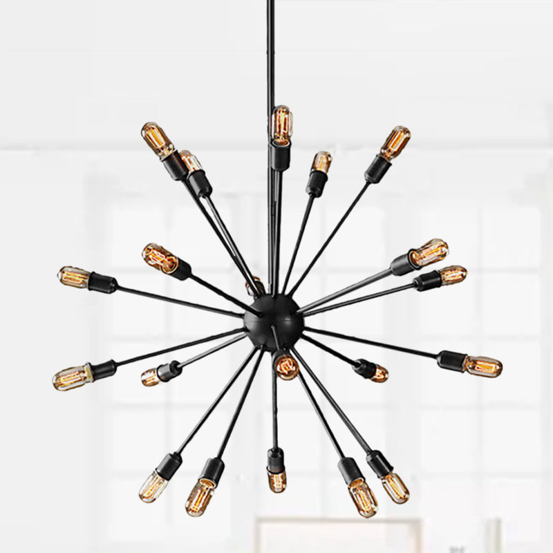 Black 9/12 Lights Chandelier Lighting Retro Industrial Metal Sputnik Pendant Lighting Fixture for Dining Room 20 Black Clearhalo 'Cast Iron' 'Ceiling Lights' 'Chandeliers' 'Industrial Chandeliers' 'Industrial' 'Metal' 'Middle Century Chandeliers' 'Rustic Chandeliers' 'Tiffany' Lighting' 249868