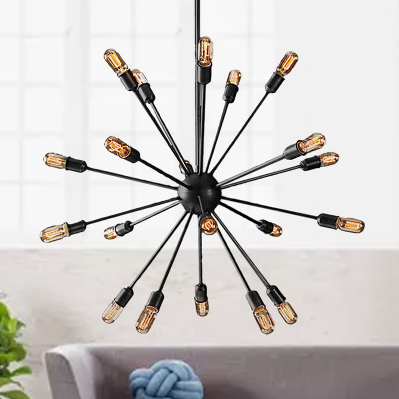 Black 9/12 Lights Chandelier Lighting Retro Industrial Metal Sputnik Pendant Lighting Fixture for Dining Room Clearhalo 'Cast Iron' 'Ceiling Lights' 'Chandeliers' 'Industrial Chandeliers' 'Industrial' 'Metal' 'Middle Century Chandeliers' 'Rustic Chandeliers' 'Tiffany' Lighting' 249870