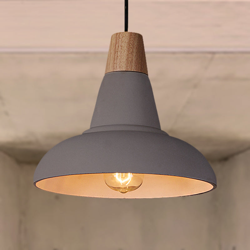 Grey/White Finish Bowl Shade Ceiling Pendant Industrial Style Cement and Wood 1 Light Bedside Pendant Lighting Grey Clearhalo 'Ceiling Lights' 'Modern Pendants' 'Modern' 'Pendant Lights' 'Pendants' Lighting' 249896