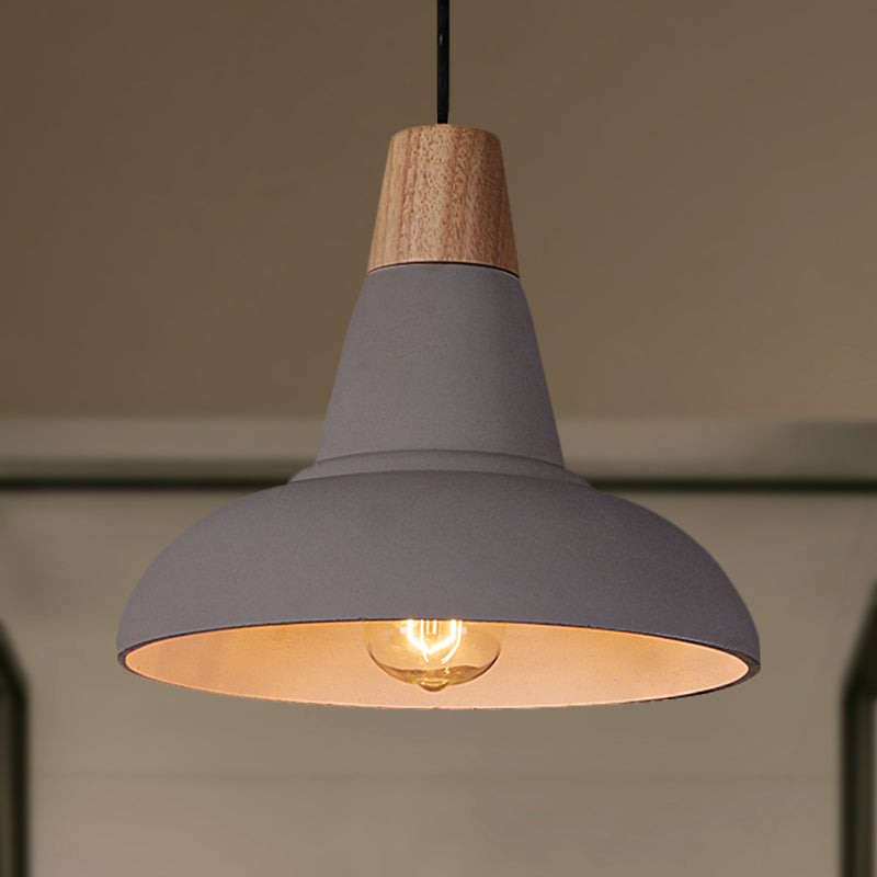 Grey/White Finish Bowl Shade Ceiling Pendant Industrial Style Cement and Wood 1 Light Bedside Pendant Lighting Clearhalo 'Ceiling Lights' 'Modern Pendants' 'Modern' 'Pendant Lights' 'Pendants' Lighting' 249897