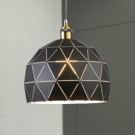 1 Light Domed Suspension Light with Folded Design Modern Style Black/White Metal Hanging Lamp over Table Black Clearhalo 'Ceiling Lights' 'Modern Pendants' 'Modern' 'Pendant Lights' 'Pendants' Lighting' 249938