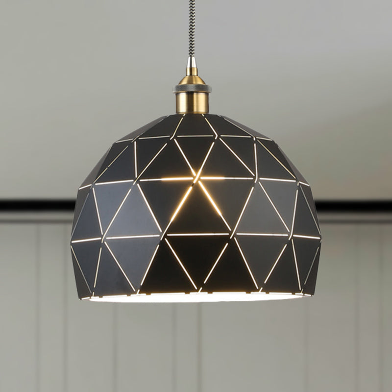 1 Light Domed Suspension Light with Folded Design Modern Style Black/White Metal Hanging Lamp over Table Clearhalo 'Ceiling Lights' 'Modern Pendants' 'Modern' 'Pendant Lights' 'Pendants' Lighting' 249939