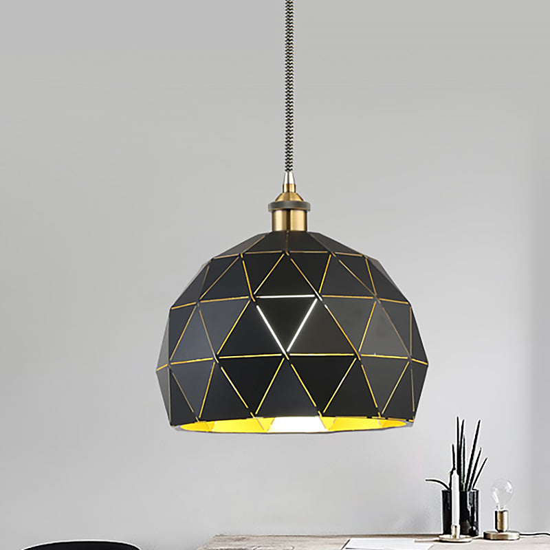 1 Light Domed Suspension Light with Folded Design Modern Style Black/White Metal Hanging Lamp over Table Clearhalo 'Ceiling Lights' 'Modern Pendants' 'Modern' 'Pendant Lights' 'Pendants' Lighting' 249940