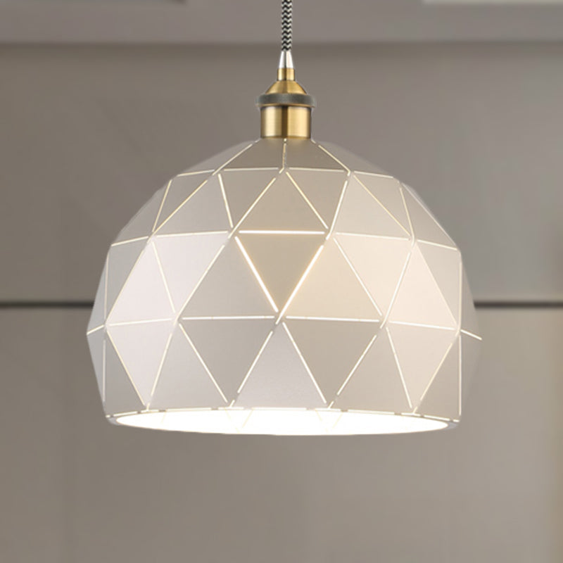 1 Light Domed Suspension Light with Folded Design Modern Style Black/White Metal Hanging Lamp over Table White Clearhalo 'Ceiling Lights' 'Modern Pendants' 'Modern' 'Pendant Lights' 'Pendants' Lighting' 249941