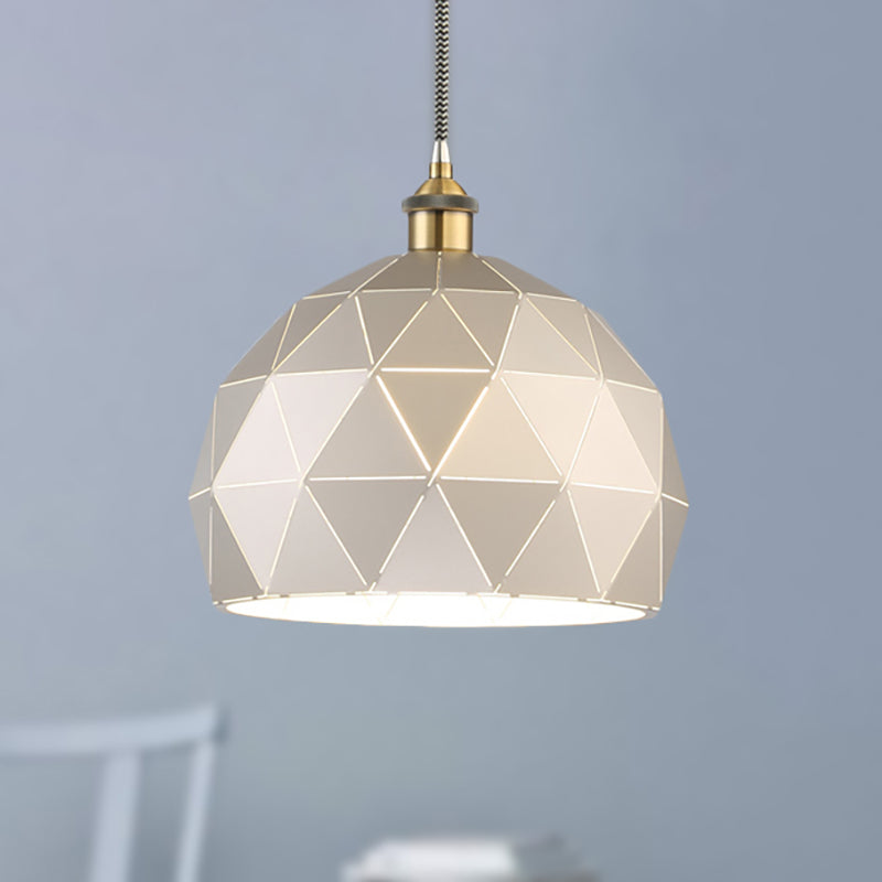 1 Light Domed Suspension Light with Folded Design Modern Style Black/White Metal Hanging Lamp over Table Clearhalo 'Ceiling Lights' 'Modern Pendants' 'Modern' 'Pendant Lights' 'Pendants' Lighting' 249943