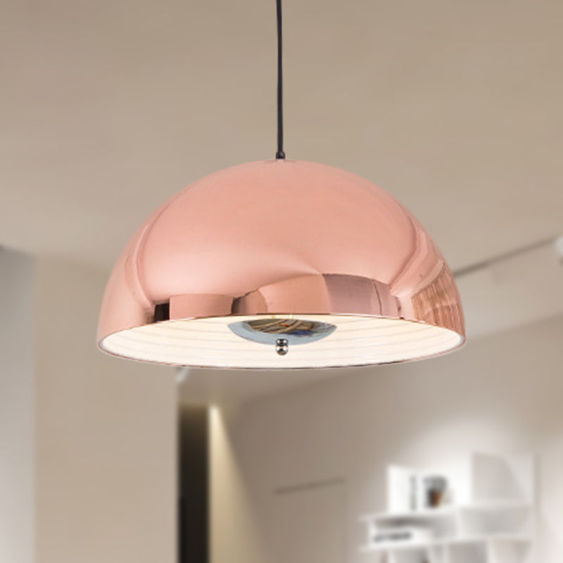 Domed Metallic Pendant Lamp Retro Style 1 Light Dining Room Hanging Ceiling Light in Rose Gold/Black Clearhalo 'Ceiling Lights' 'Modern Pendants' 'Modern' 'Pendant Lights' 'Pendants' Lighting' 249952