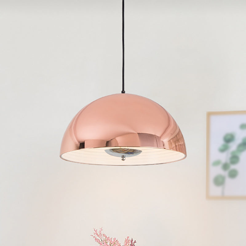 Domed Metallic Pendant Lamp Retro Style 1 Light Dining Room Hanging Ceiling Light in Rose Gold/Black Clearhalo 'Ceiling Lights' 'Modern Pendants' 'Modern' 'Pendant Lights' 'Pendants' Lighting' 249953