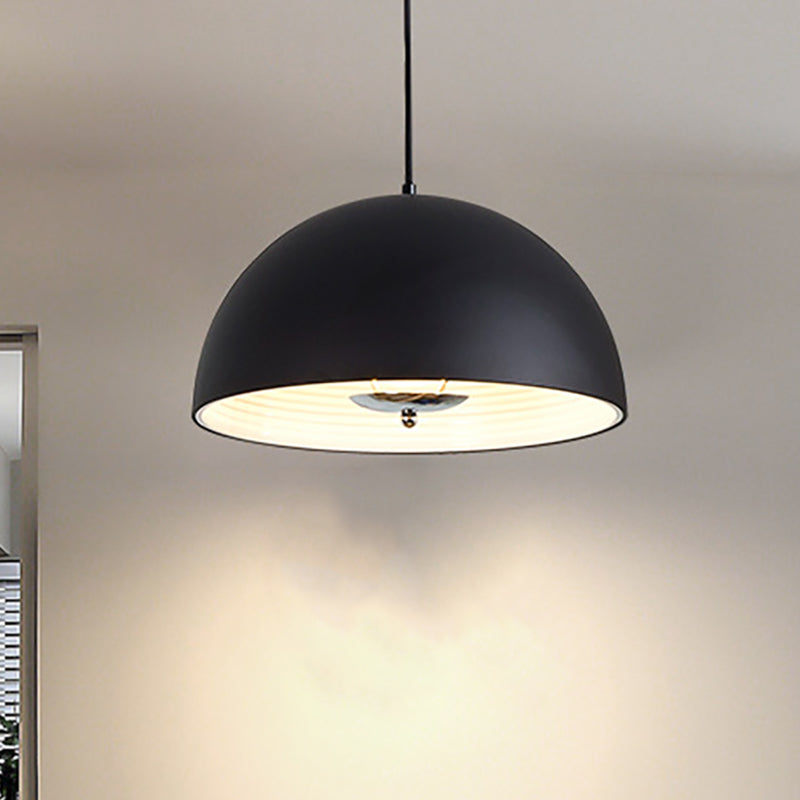 Domed Metallic Pendant Lamp Retro Style 1 Light Dining Room Hanging Ceiling Light in Rose Gold/Black Black Clearhalo 'Ceiling Lights' 'Modern Pendants' 'Modern' 'Pendant Lights' 'Pendants' Lighting' 249954