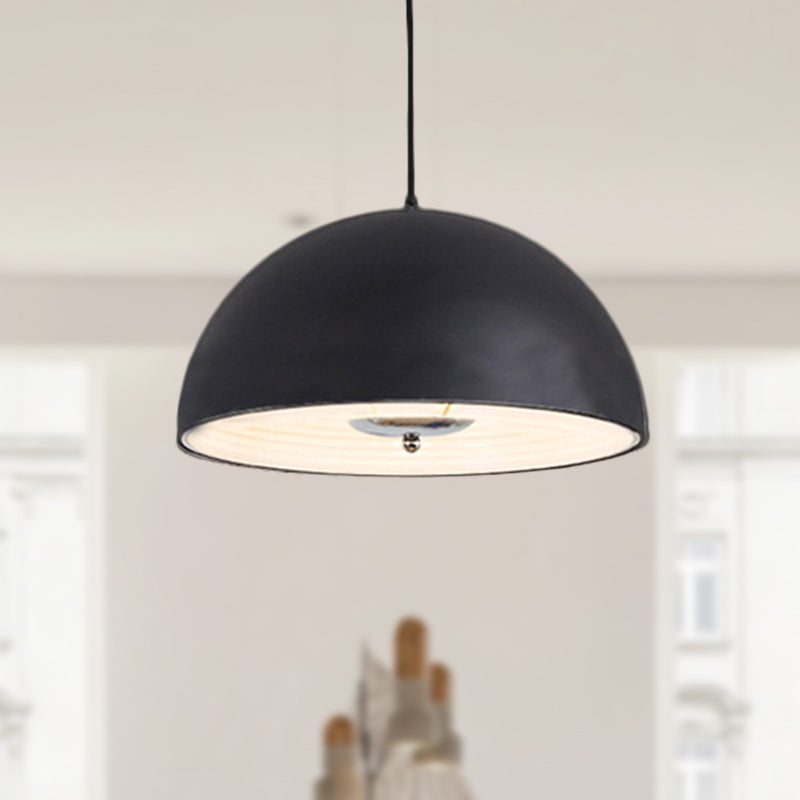 Domed Metallic Pendant Lamp Retro Style 1 Light Dining Room Hanging Ceiling Light in Rose Gold/Black Clearhalo 'Ceiling Lights' 'Modern Pendants' 'Modern' 'Pendant Lights' 'Pendants' Lighting' 249956