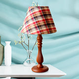 Red/Blue/Green 1 Light Task Lighting Classic Fabric Barrel Shape Night Table Lamp for Bedroom with Wood Base Clearhalo 'Lamps' 'Table Lamps' Lighting' 250001