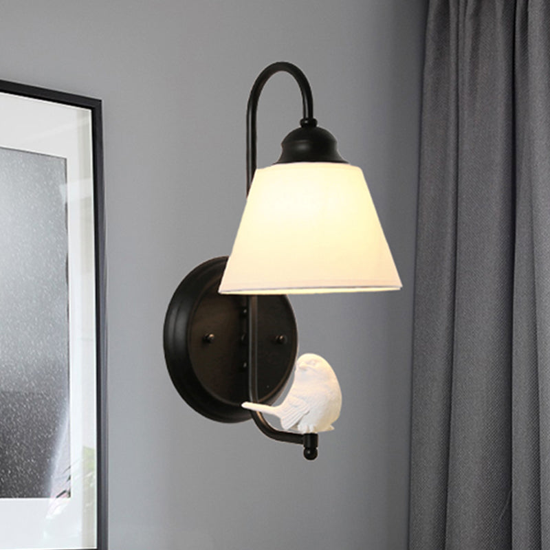 Modern Trapezoid Shade Wall Light Metal One Bulb Wall Sconce with Bird for Kid Bedroom Black Clearhalo 'Wall Lamps & Sconces' 'Wall Lights' Lighting' 250163