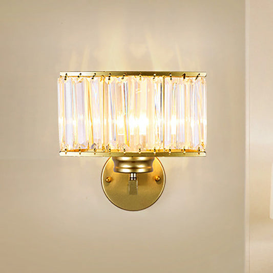 Rectangle Clear Crystal Wall Lamp Modernism 1 Light Gold Finish Wall Lighting Fixture for Corridor Gold Clearhalo 'Modern wall lights' 'Modern' 'Wall Lamps & Sconces' 'Wall Lights' Lighting' 250227