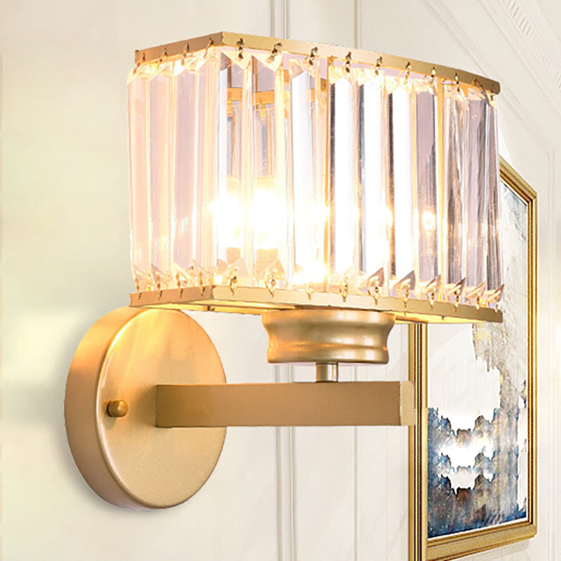 Rectangle Clear Crystal Wall Lamp Modernism 1 Light Gold Finish Wall Lighting Fixture for Corridor Clearhalo 'Modern wall lights' 'Modern' 'Wall Lamps & Sconces' 'Wall Lights' Lighting' 250228