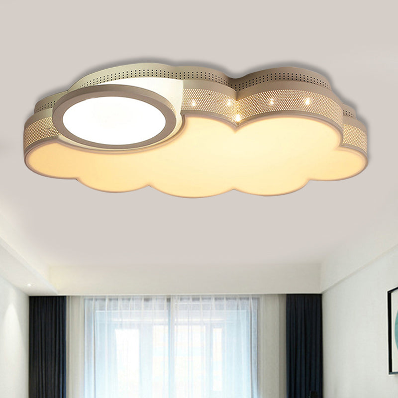 Modern White Finish Flush Mount Light Flat Cloud Acrylic Metal LED Ceiling Lamp for Baby Room White Clearhalo 'Ceiling Lights' 'Close To Ceiling Lights' 'Close to ceiling' 'Flush mount' Lighting' 250411