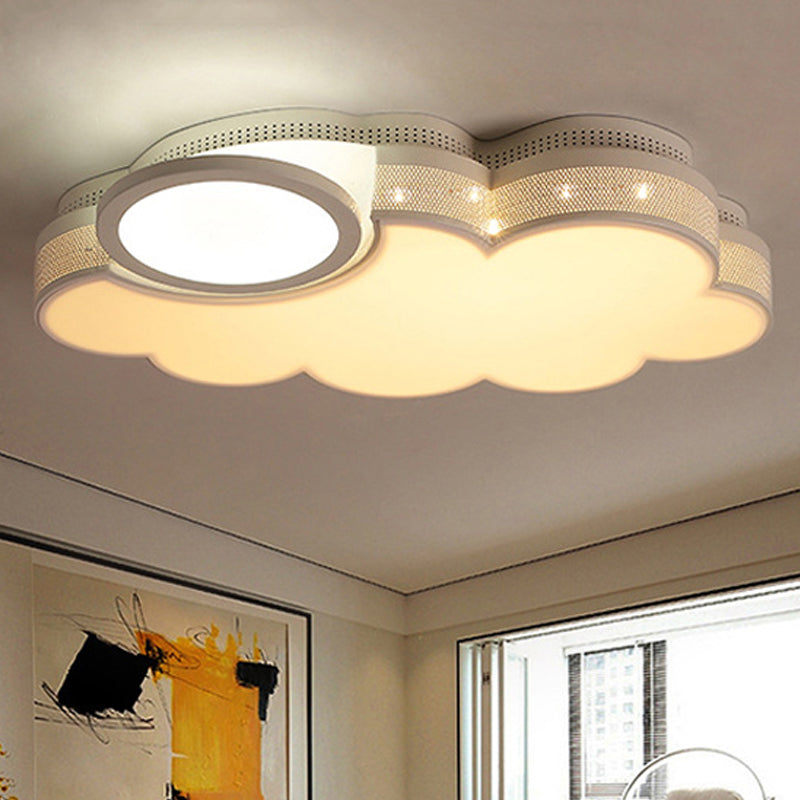 Modern White Finish Flush Mount Light Flat Cloud Acrylic Metal LED Ceiling Lamp for Baby Room Clearhalo 'Ceiling Lights' 'Close To Ceiling Lights' 'Close to ceiling' 'Flush mount' Lighting' 250412