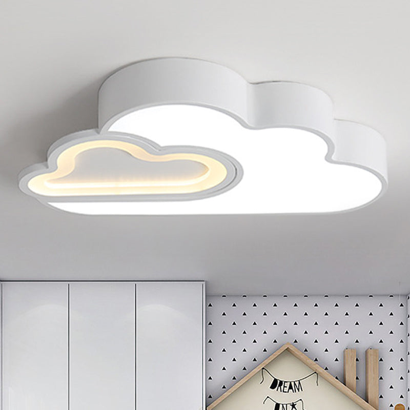 Flat Cloud LED Ceiling Mount Light Contemporary Acrylic Ceiling Lamp in White for Kid Bedroom Grey Clearhalo 'Ceiling Lights' 'Close To Ceiling Lights' 'Close to ceiling' 'Flush mount' Lighting' 250475