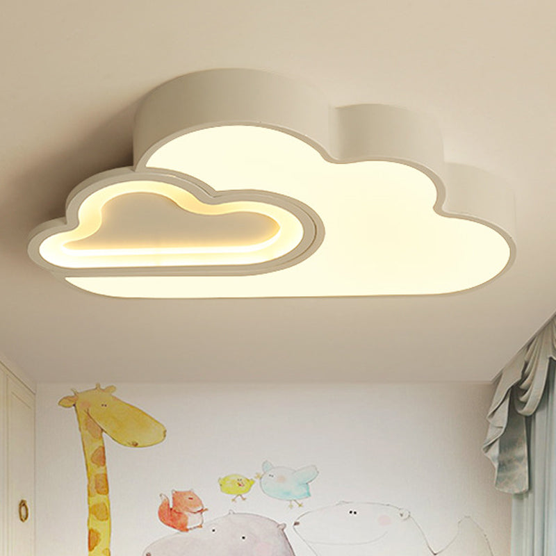 Flat Cloud LED Ceiling Mount Light Contemporary Acrylic Ceiling Lamp in White for Kid Bedroom Grey Warm Clearhalo 'Ceiling Lights' 'Close To Ceiling Lights' 'Close to ceiling' 'Flush mount' Lighting' 250476