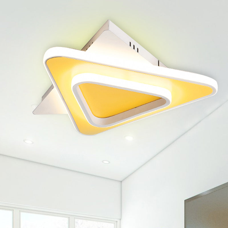 Geometric Flush Lighting Nordic Metal and Acrylic Integrated Led Ceiling Flush Light Yellow Clearhalo 'Ceiling Lights' 'Close To Ceiling Lights' 'Close to ceiling' 'Flush mount' Lighting' 250593