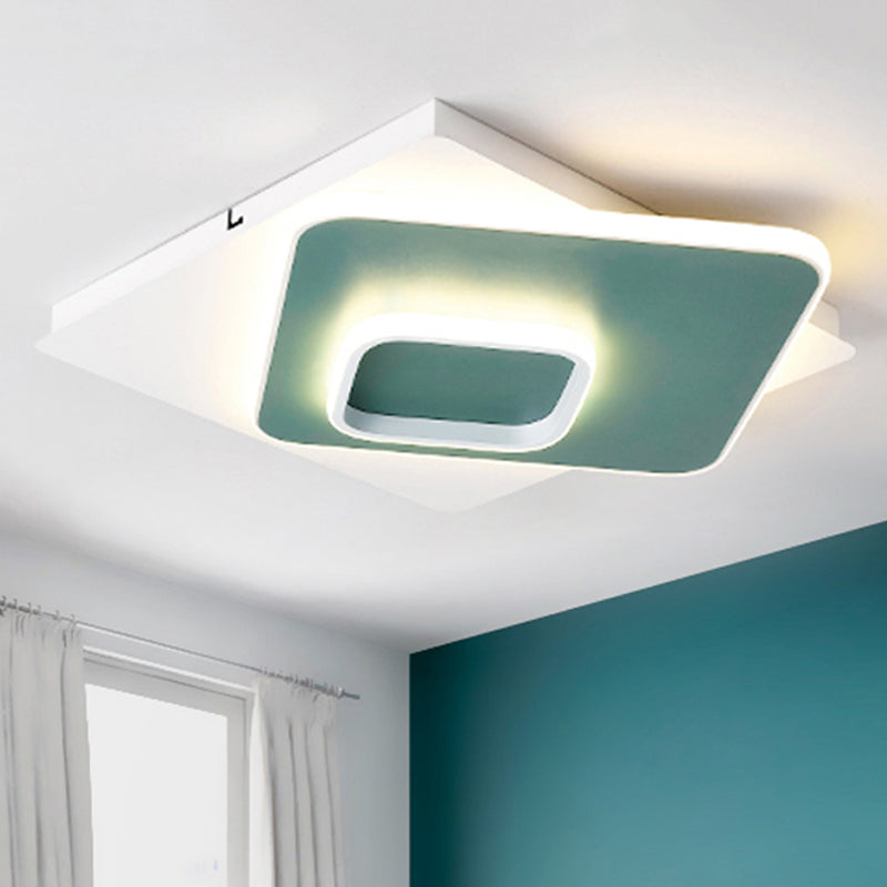 Geometric Flush Lighting Nordic Metal and Acrylic Integrated Led Ceiling Flush Light Green Clearhalo 'Ceiling Lights' 'Close To Ceiling Lights' 'Close to ceiling' 'Flush mount' Lighting' 250595