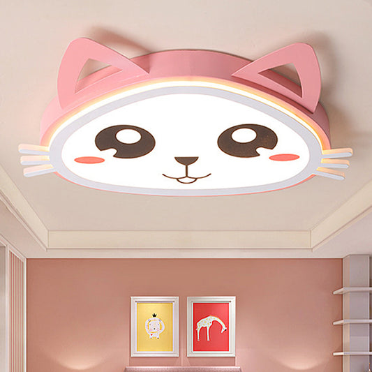 Girls Bedroom Naughty Kitten Ceiling Light Acrylic Cartoon LED Ceiling Lamp in Pink Clearhalo 'Ceiling Lights' 'Close To Ceiling Lights' 'Close to ceiling' 'Flush mount' Lighting' 250604