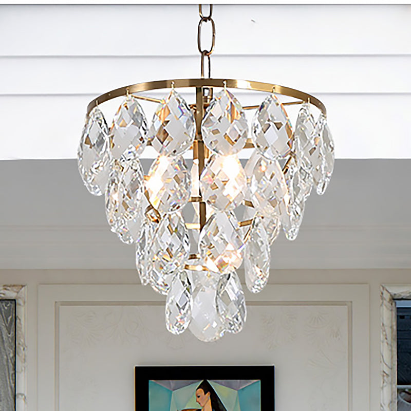 Round Ceiling Light Modern Teardrop Crystal 1 Light Brass Pendant Light for Living Room Brass Clearhalo 'Ceiling Lights' 'Modern Pendants' 'Modern' 'Pendant Lights' 'Pendants' Lighting' 250693