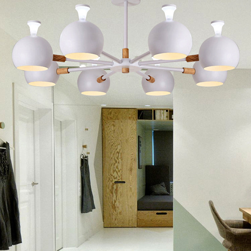 Wood Snowflake Hanging Light with Orb Shade 8-Bulb Macaron Chandelier for Kindergarten Clearhalo 'Ceiling Lights' 'Chandeliers' Lighting' options 250723