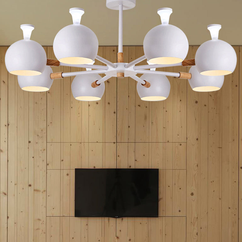 Wood Snowflake Hanging Light with Orb Shade 8-Bulb Macaron Chandelier for Kindergarten Clearhalo 'Ceiling Lights' 'Chandeliers' Lighting' options 250724
