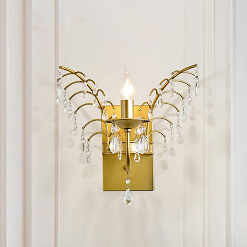 Candelabra Wall Light Contemporary Crystal 1 Light Brass Sconce Light with Branch Design Brass Clearhalo 'Modern wall lights' 'Modern' 'Wall Lamps & Sconces' 'Wall Lights' Lighting' 250731