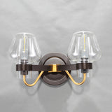 Clear Glass Black Sconce Light Mushroom Shade 2-Light Modern Wall Lamp Fixture for Bedroom Clearhalo 'Cast Iron' 'Glass' 'Industrial' 'Modern wall lights' 'Modern' 'Tiffany' 'Traditional wall lights' 'Wall Lamps & Sconces' 'Wall Lights' Lighting' 250741
