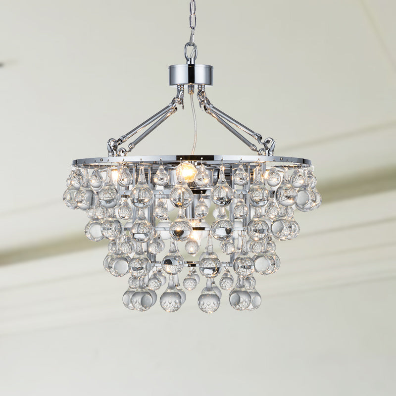 Modern Circular Chandelier Light Fixture Metal 5 Lights Living Room Ceiling Light with Glass Ball Chrome Clearhalo 'Ceiling Lights' 'Chandeliers' 'Modern Chandeliers' 'Modern' Lighting' 250756