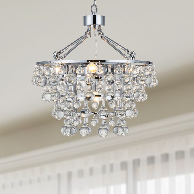 Modern Circular Chandelier Light Fixture Metal 5 Lights Living Room Ceiling Light with Glass Ball Clearhalo 'Ceiling Lights' 'Chandeliers' 'Modern Chandeliers' 'Modern' Lighting' 250757