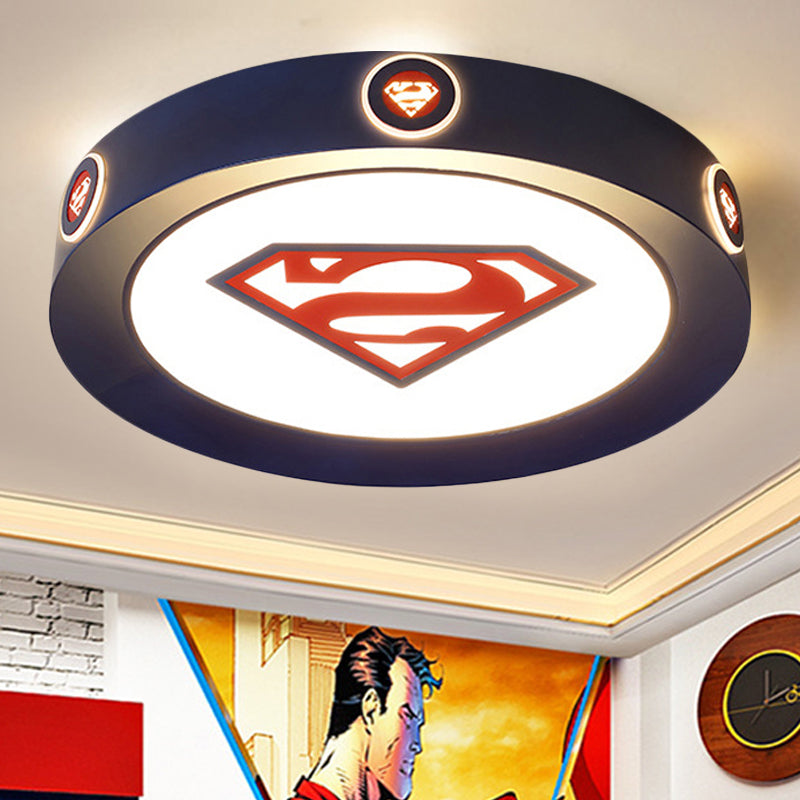 Cartoon Round Flush Mount Light with Movie Element Acrylic LED Ceiling Lamp for Study Room Blue Diamond Clearhalo 'Ceiling Lights' 'Close To Ceiling Lights' 'Close to ceiling' 'Flush mount' Lighting' 250821