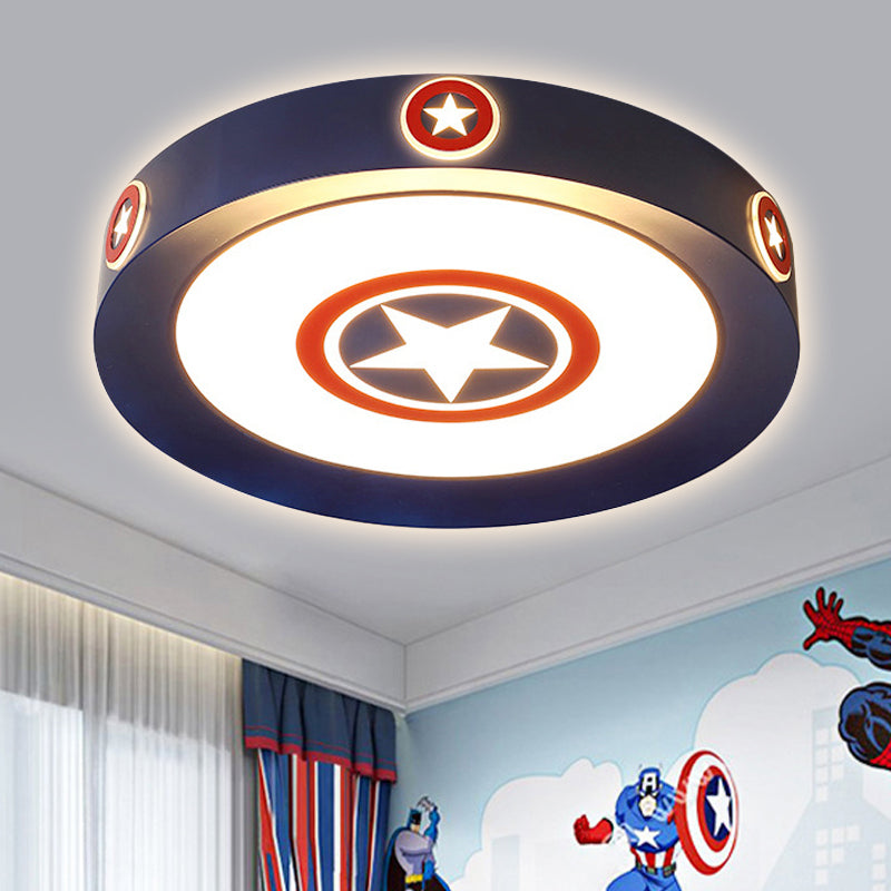 Cartoon Round Flush Mount Light with Movie Element Acrylic LED Ceiling Lamp for Study Room Blue Star Clearhalo 'Ceiling Lights' 'Close To Ceiling Lights' 'Close to ceiling' 'Flush mount' Lighting' 250823