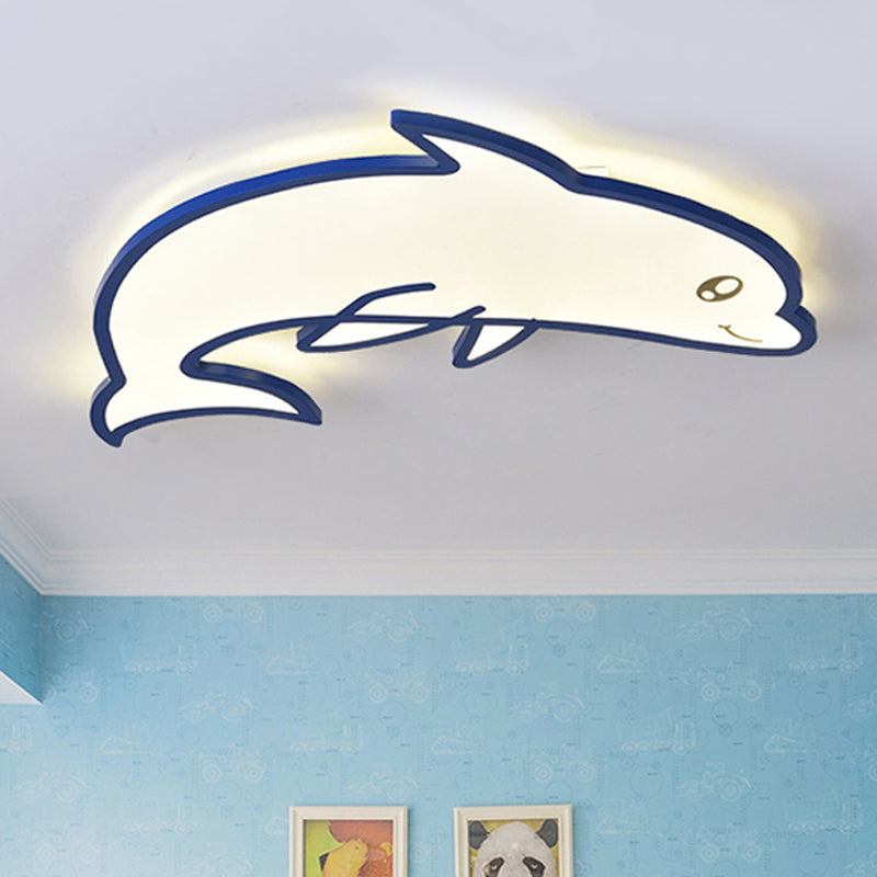 Blue Dolphin Flushmount Modern Cartoon Integrated LED Acrylic Flush Mount Ceiling Light Blue Warm Clearhalo 'Ceiling Lights' 'Close To Ceiling Lights' 'Close to ceiling' 'Flush mount' Lighting' 250872