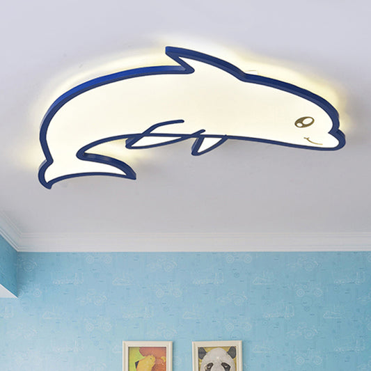 Blue Dolphin Flushmount Modern Cartoon Integrated LED Acrylic Flush Mount Ceiling Light Blue Warm Clearhalo 'Ceiling Lights' 'Close To Ceiling Lights' 'Close to ceiling' 'Flush mount' Lighting' 250872