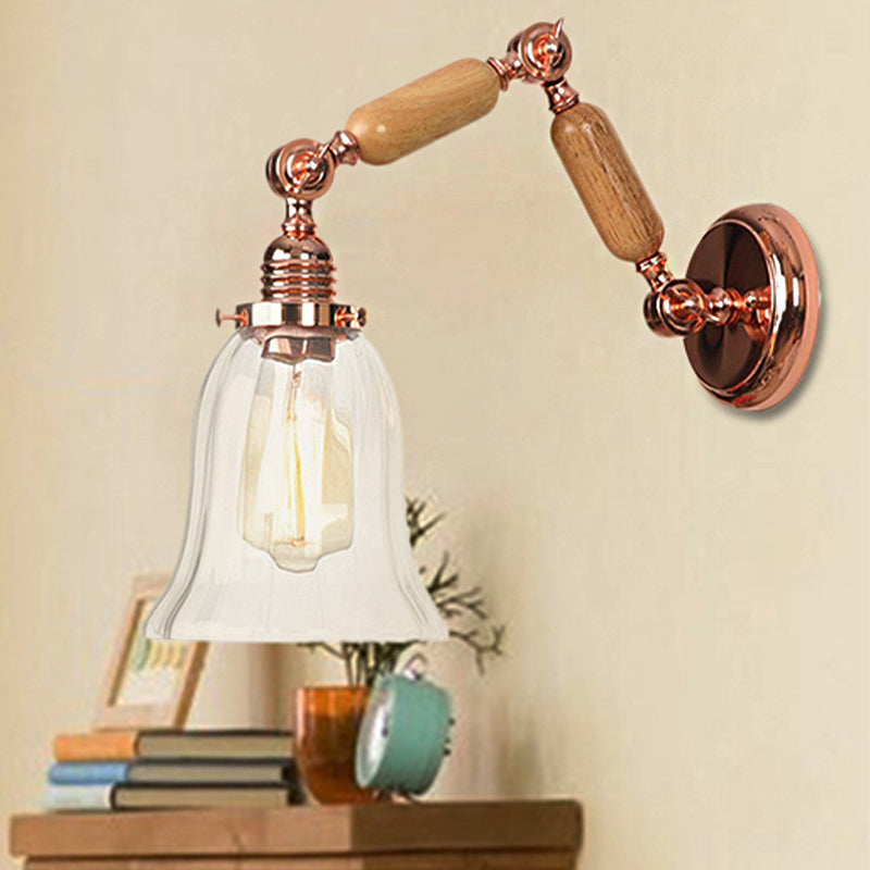 One Bulb Wall Light with Flared Shade Clear Prismatic Glass Farmhouse Bedroom Sconce Lighting Fixture Clearhalo 'Cast Iron' 'Glass' 'Industrial wall lights' 'Industrial' 'Middle century wall lights' 'Modern' 'Tiffany' 'Traditional wall lights' 'Wall Lamps & Sconces' 'Wall Lights' Lighting' 250888