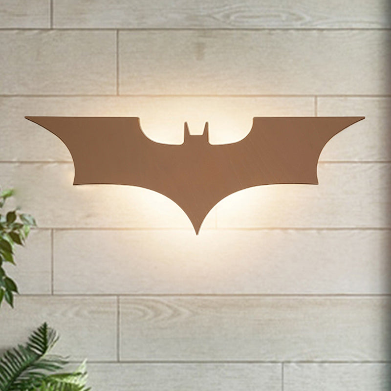 Wooden Bat LED Wall Lamp Child Bedroom Kitchen Animal Cool Wall Lamp in Warm Wood Clearhalo 'Wall Lamps & Sconces' 'Wall Lights' Lighting' 250899