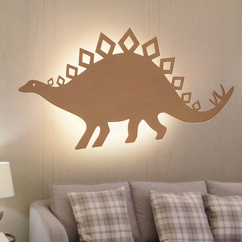 Animal Dragon Titanosauria Wall Sconce Wooden LED Sconce Lamp for Boy Bedroom Nursing Room Wood Clearhalo 'Wall Lamps & Sconces' 'Wall Lights' Lighting' 250905