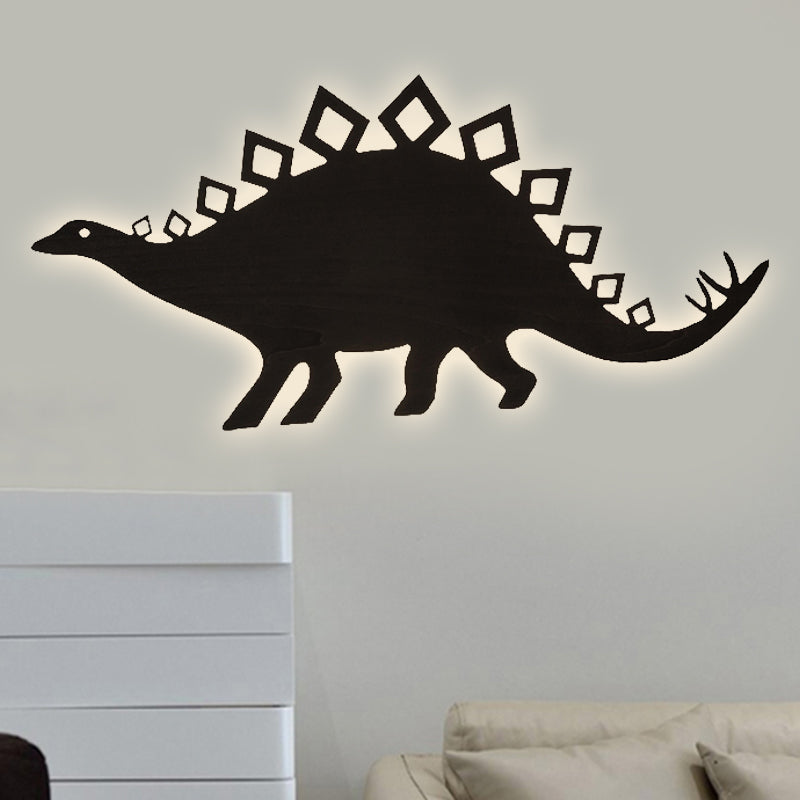 Animal Dragon Titanosauria Wall Sconce Wooden LED Sconce Lamp for Boy Bedroom Nursing Room Black Clearhalo 'Wall Lamps & Sconces' 'Wall Lights' Lighting' 250907