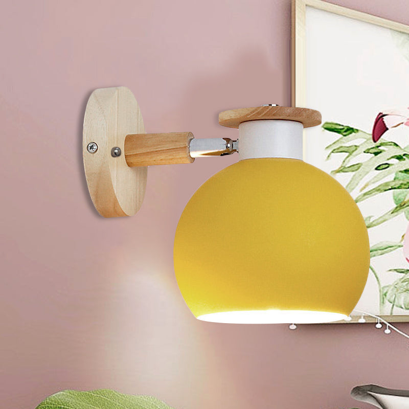 Rotatable Metal Spherical Sconce Light Kindergarten 1 Light Macaron Wall Lamp Yellow Clearhalo 'Wall Lamps & Sconces' 'Wall Lights' Lighting' 250924