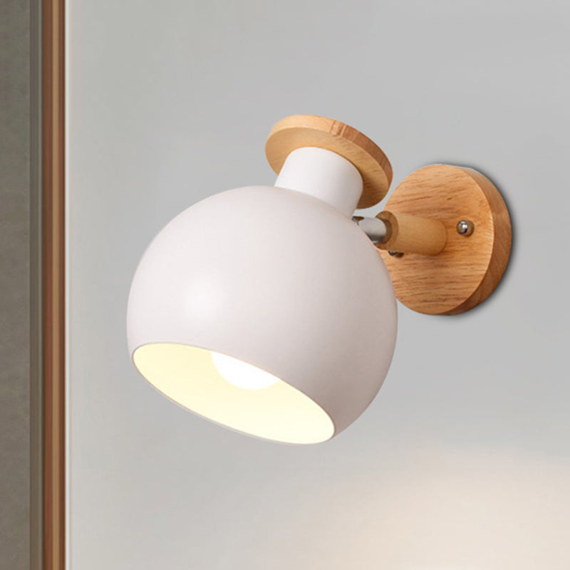 Rotatable Metal Spherical Sconce Light Kindergarten 1 Light Macaron Wall Lamp White Clearhalo 'Wall Lamps & Sconces' 'Wall Lights' Lighting' 250926