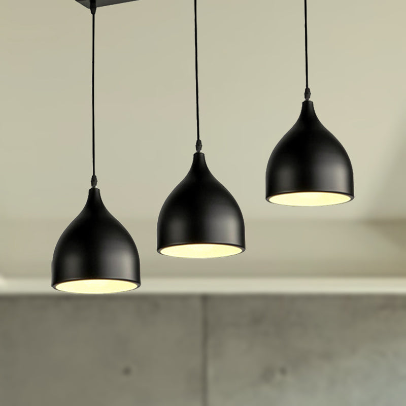 Metallic Black/White Ceiling Pendant Lighting Dome Shade 3 Lights Modernist Style Hanging Light Black Clearhalo 'Ceiling Lights' 'Modern Pendants' 'Modern' 'Pendant Lights' 'Pendants' Lighting' 251006