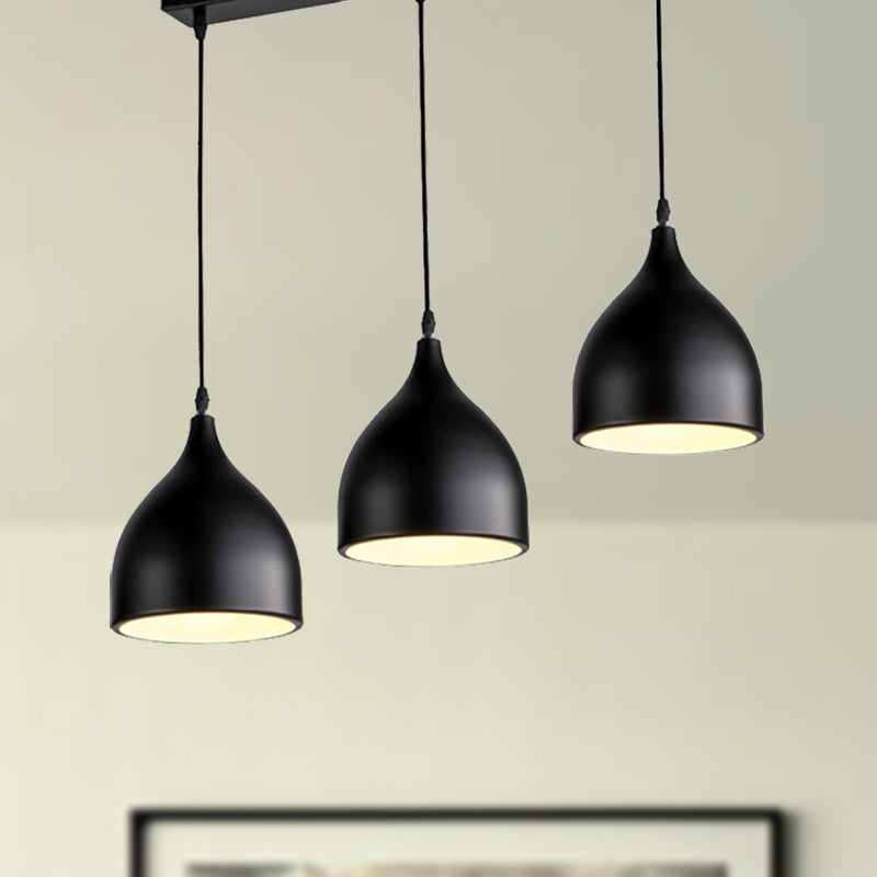 Metallic Black/White Ceiling Pendant Lighting Dome Shade 3 Lights Modernist Style Hanging Light Clearhalo 'Ceiling Lights' 'Modern Pendants' 'Modern' 'Pendant Lights' 'Pendants' Lighting' 251007