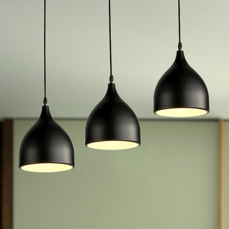 Metallic Black/White Ceiling Pendant Lighting Dome Shade 3 Lights Modernist Style Hanging Light Clearhalo 'Ceiling Lights' 'Modern Pendants' 'Modern' 'Pendant Lights' 'Pendants' Lighting' 251008