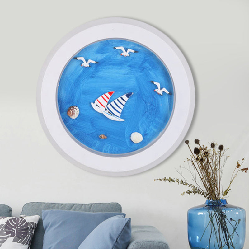 Nautical Stylish Circle Wall Light with Sea Acrylic LED Sconce Lamp in White for Child Bedroom White D Clearhalo 'Wall Lamps & Sconces' 'Wall Lights' Lighting' 251021