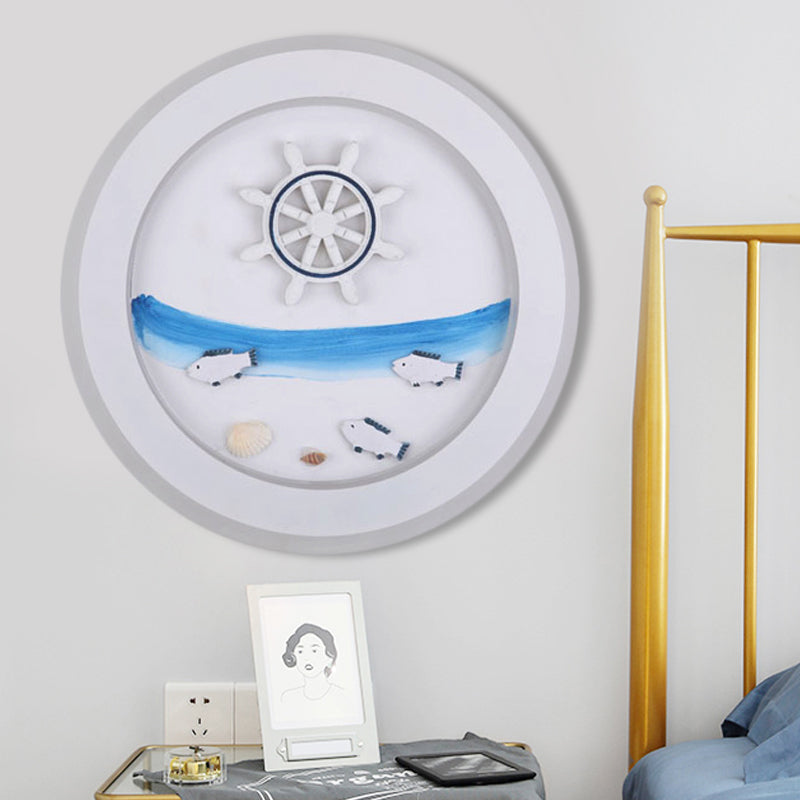 Nautical Stylish Circle Wall Light with Sea Acrylic LED Sconce Lamp in White for Child Bedroom White B Clearhalo 'Wall Lamps & Sconces' 'Wall Lights' Lighting' 251023